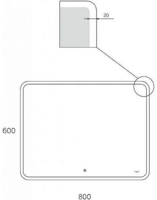 Зеркало Reflexion Blink 800x600 RF6042BK с подсветкой с сенсорным выключателем и диммером