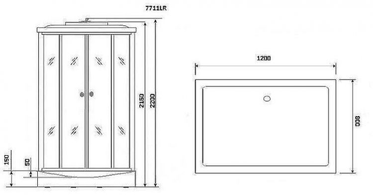 Душевая кабина Niagara Luxe 120x90 NG-7711WR с гидромассажем