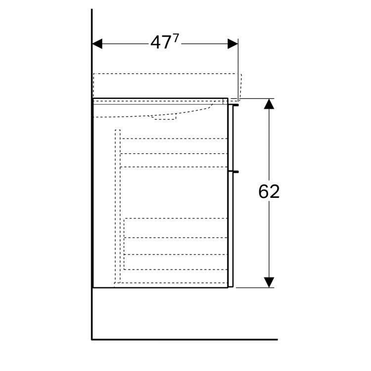 Тумба под раковину Geberit iCon, 74x48, платина [840377000]