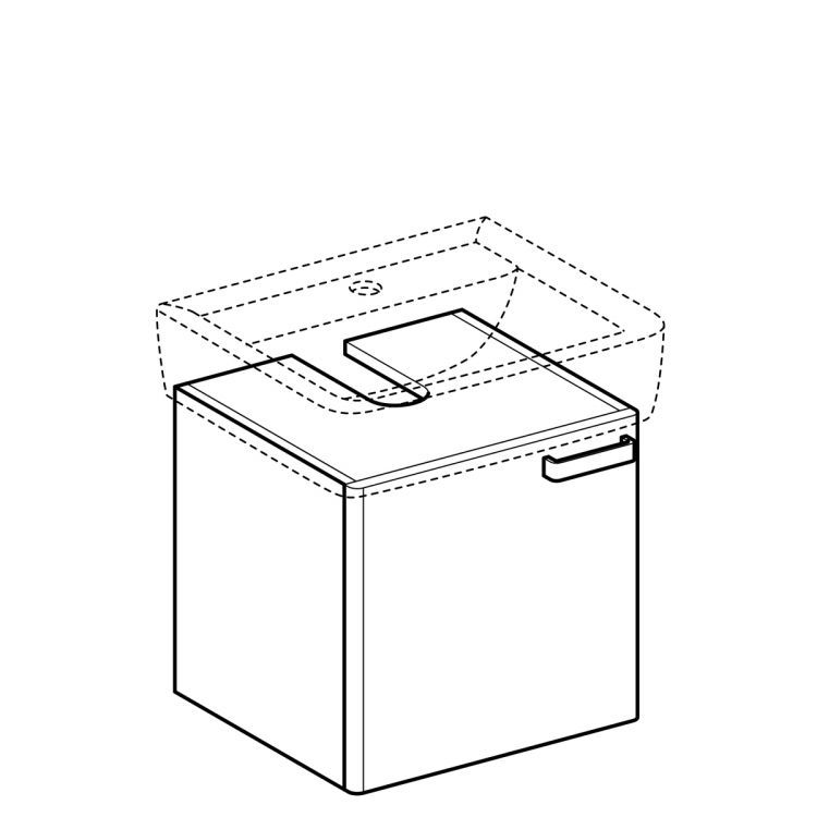 Тумба под раковину Geberit Renova Plan 485 мм, с одной дверцей, белый [879150000]