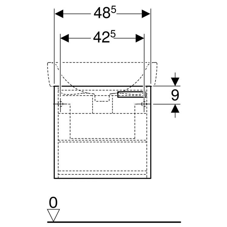 Тумба под раковину Geberit Renova Plan 485 мм, с одной дверцей, белый [879150000]