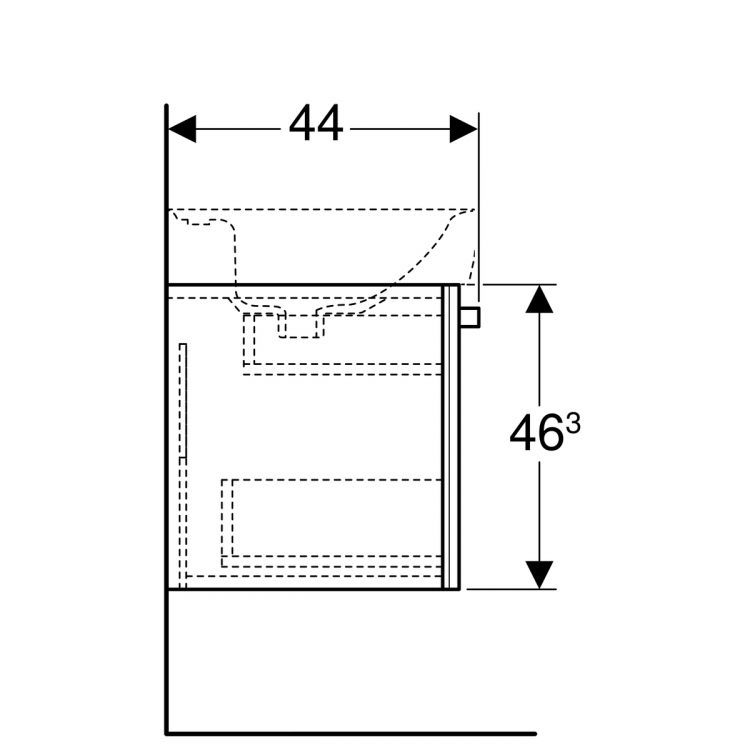 Тумба под раковину Geberit Renova Plan 485 мм, с одной дверцей, белый [879150000]