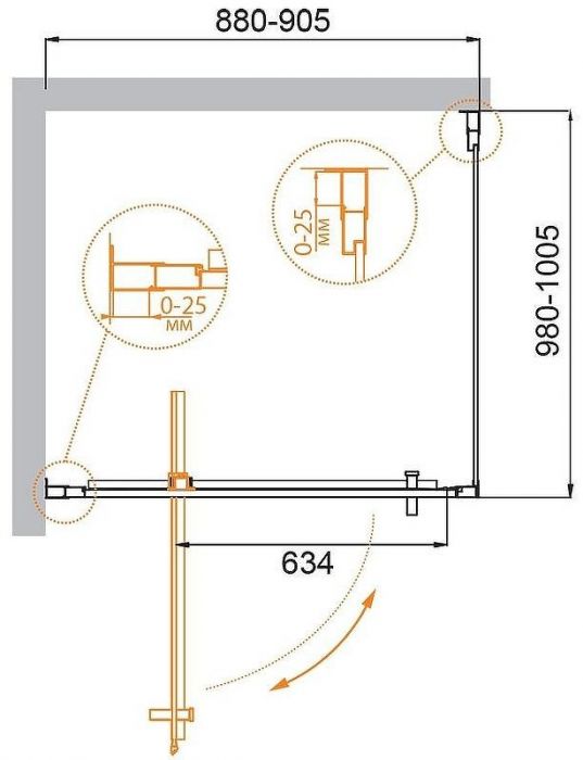 Душевой уголок Cezares Molveno 90x100 MOLVENO-AH-1-90/100-C-Cr-IV профиль Хром стекло прозрачное