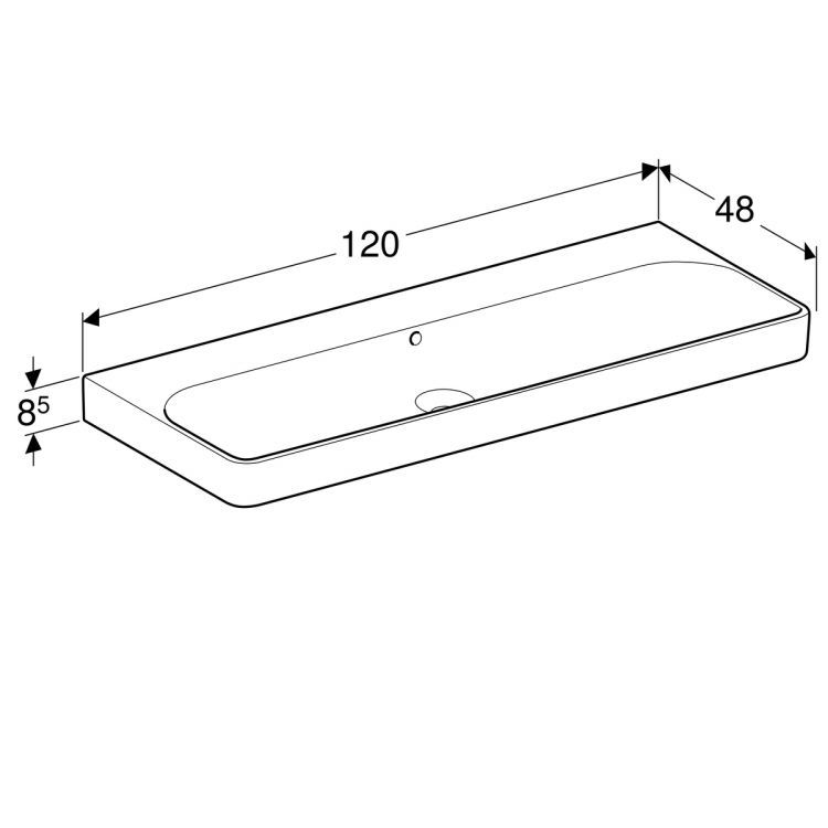 Раковина Geberit Smyle Square 120х48 см, без отв. под смеситель, с отв. перелива [500.225.01.1]