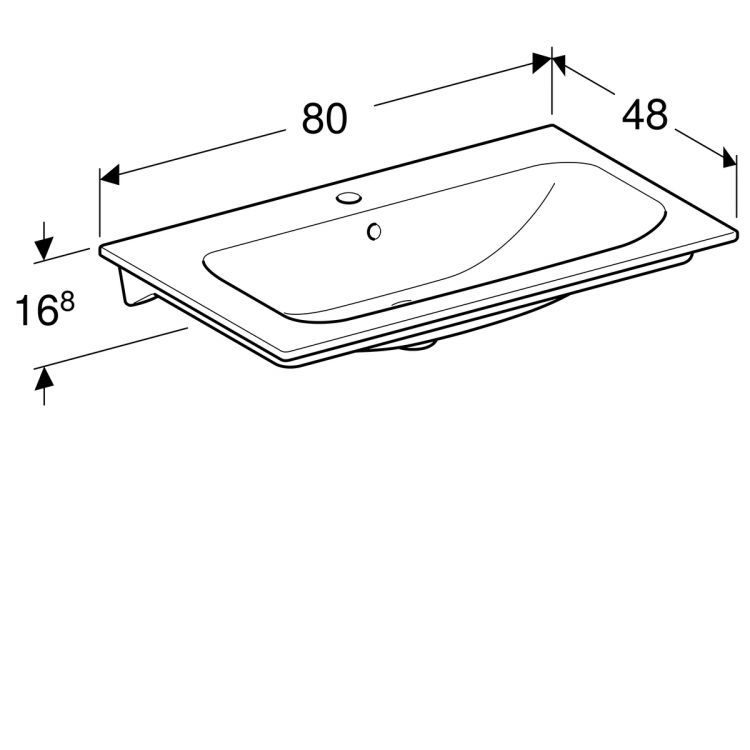 Раковина Geberit Renova Plan Slim 80х48 см, с отв. под смеситель, с переливом [122280000]