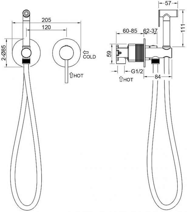 Гигиенический душ со смесителем Timo Saona 2339/18SM цвет Черное золото