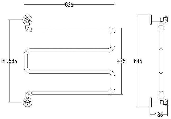 Водяной полотенцесушитель Margaroli Vento 400SPGO поворотный Золото