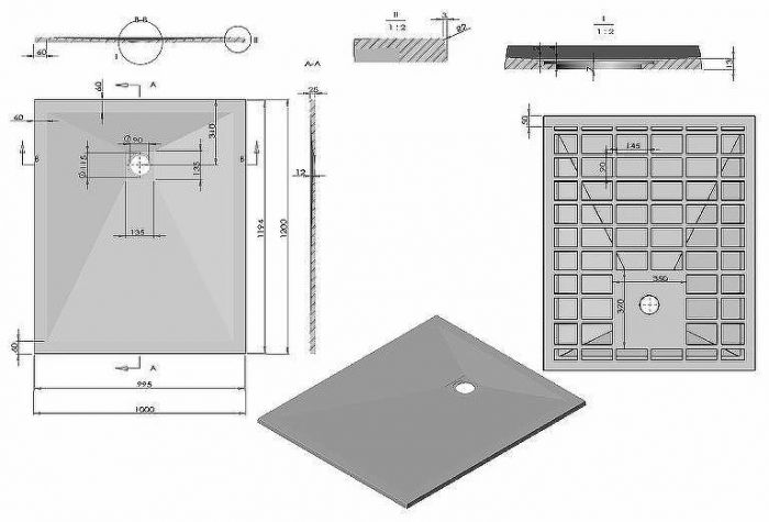Душевой поддон из искусственного камня Vincea 120x100 VST-4SR1012W+Vsph-D132 Белый матовый