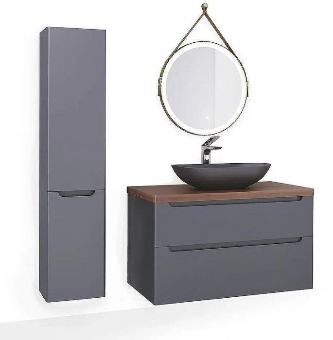 Тумба под раковину Jorno Wood 100 wood.01.100/P/GR подвесная Серая