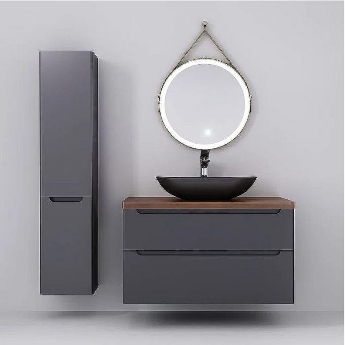 Тумба под раковину Jorno Wood 100 wood.01.100/P/GR подвесная Серая