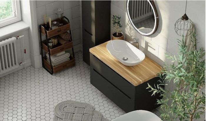 Тумба под раковину Jorno Wood 100 wood.01.100/P/GR подвесная Серая