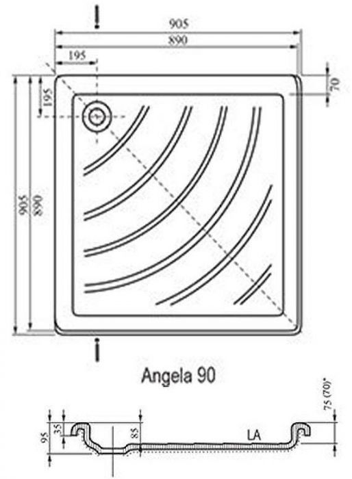 Акриловый поддон для душа Ravak Angela 90х90 LA A017701220 Белый