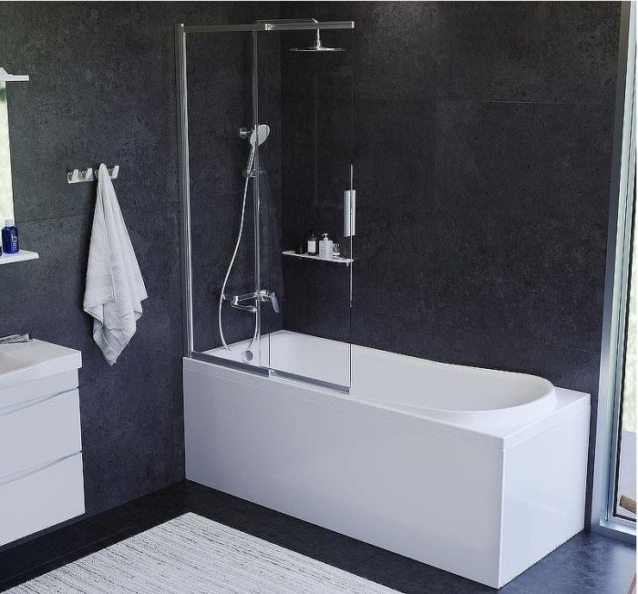 Шторка на ванну AM.PM Like W80S-100PS-150MT 100x150 профиль Хром матовый стекло прозрачное