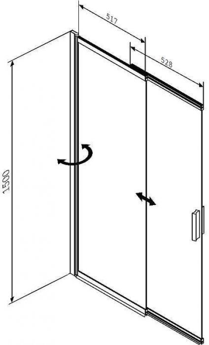 Шторка на ванну AM.PM Like W80S-100PS-150MT 100x150 профиль Хром матовый стекло прозрачное