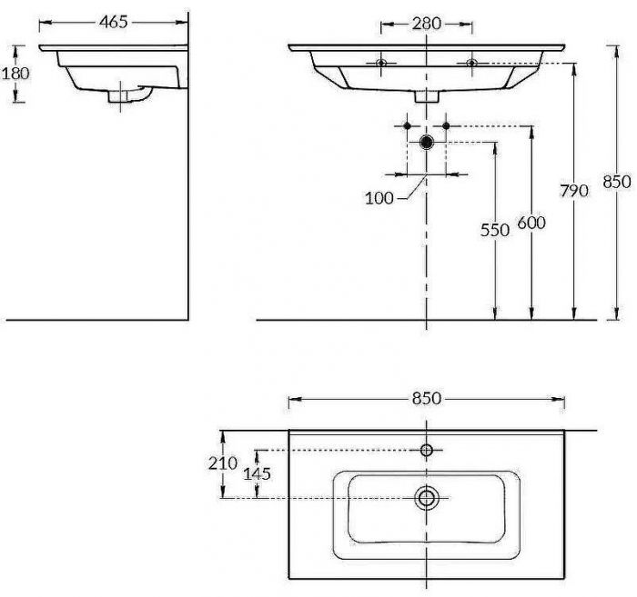 Раковина Kerama Marazzi Piano 85 PI.wb.85 Белая глянцевая