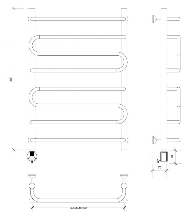 Полотенцесушитель электрический Secado Валенсия 2 80x60 хром
