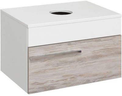 Тумба под раковину Runo Вудлайн 65 00-00001009 подвесная Белая Дуб скандинавский