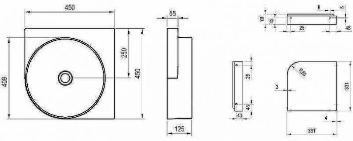 Раковина Ravak Yard 45 C XJX01045000 угловая Белая