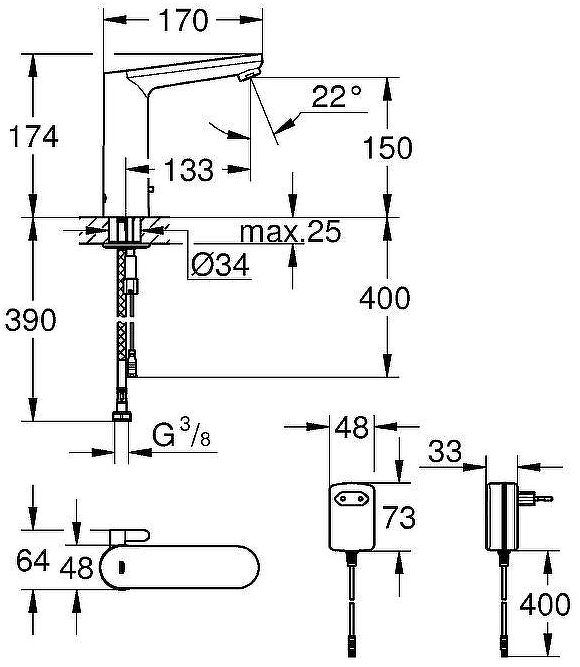 Смеситель для раковины Grohe Eurosmart Cosmopolitan E 36421000 Хром