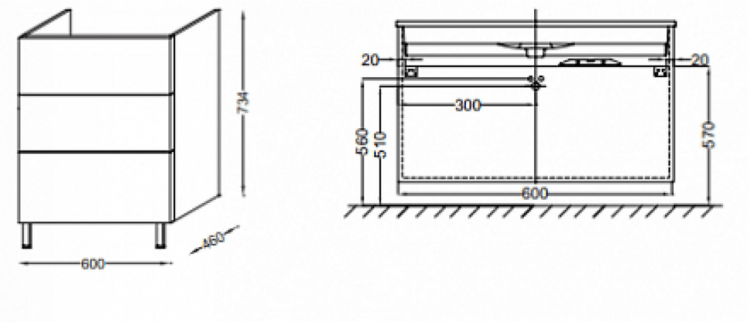 Тумба под раковину Jacob Delafon Vox 60 см EB3000-R1-442 изогнутые ручки, серый антрацит Тумба под раковину Jacob Delafon Vox 60 см EB3000-R1-442 изогнутые ручки, серый антрацит