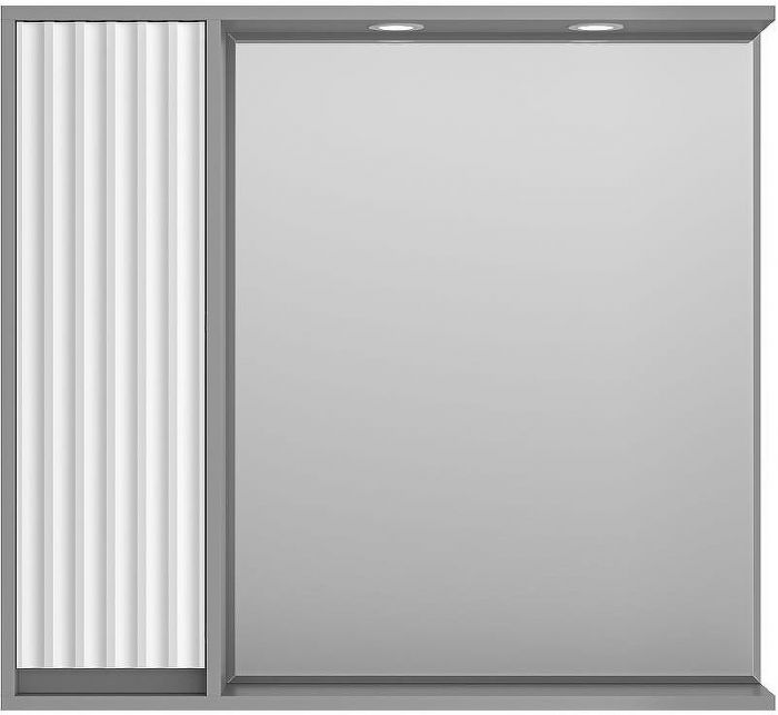 Зеркало со шкафом Brevita Balaton 90 L BAL-04090-01-01Л с подсветкой Белое матовое Серое матовое