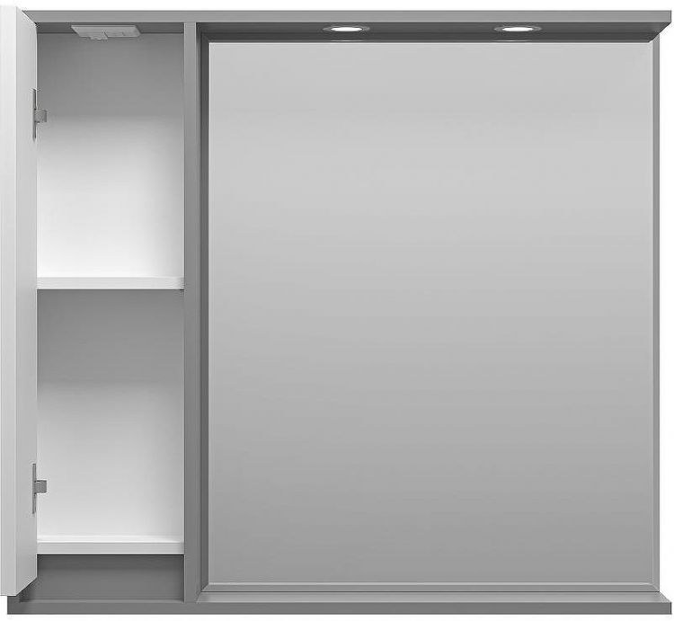 Зеркало со шкафом Brevita Balaton 90 L BAL-04090-01-01Л с подсветкой Белое матовое Серое матовое