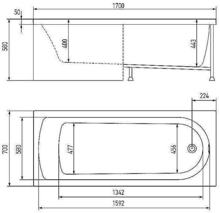 Акриловая ванна Alex Baitler Michigan 170х70 без гидромассажа Акриловая ванна Alex Baitler Michigan 170х70 без гидромассажа