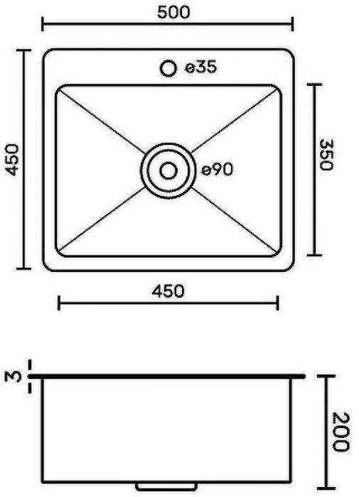 Кухонная мойка Fabia 50х45 50453 Сатин