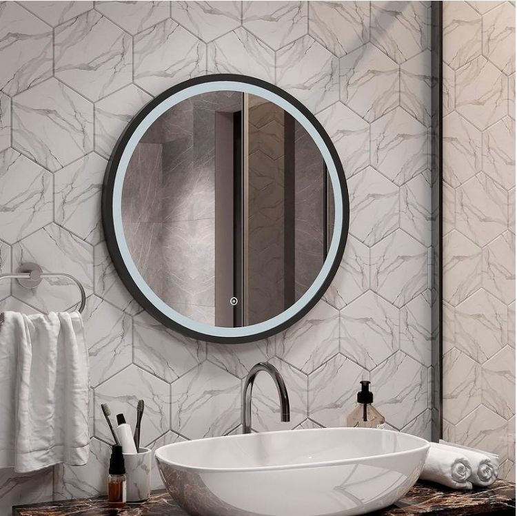 Зеркало Misty Альферац 60 АЛЬ-02-60-14 с подсветкой Черное матовое с сенсорным выключателем