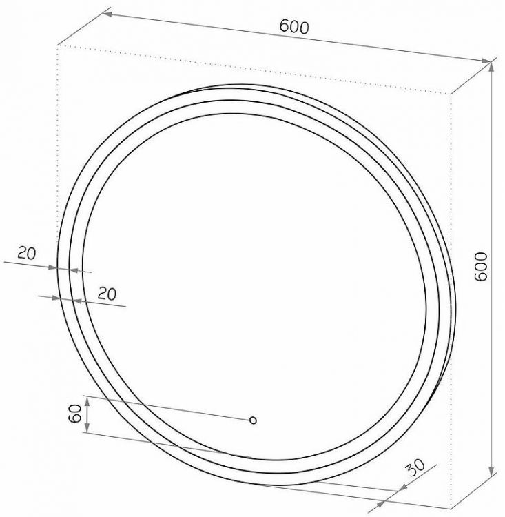 Зеркало Misty Альферац 60 АЛЬ-02-60-14 с подсветкой Черное матовое с сенсорным выключателем
