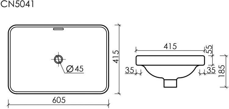 Умывальник CERAMICANOVA Element прямоугольный встраиваемый сверху в столешницу CN5041