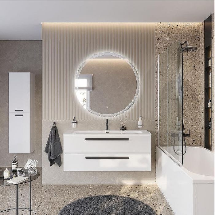 Тумба под раковину Cezares Eco-Cer-N 120 ECO-CER-N-1200-2C-SO-BL подвесная Bianco Lucido без ручек