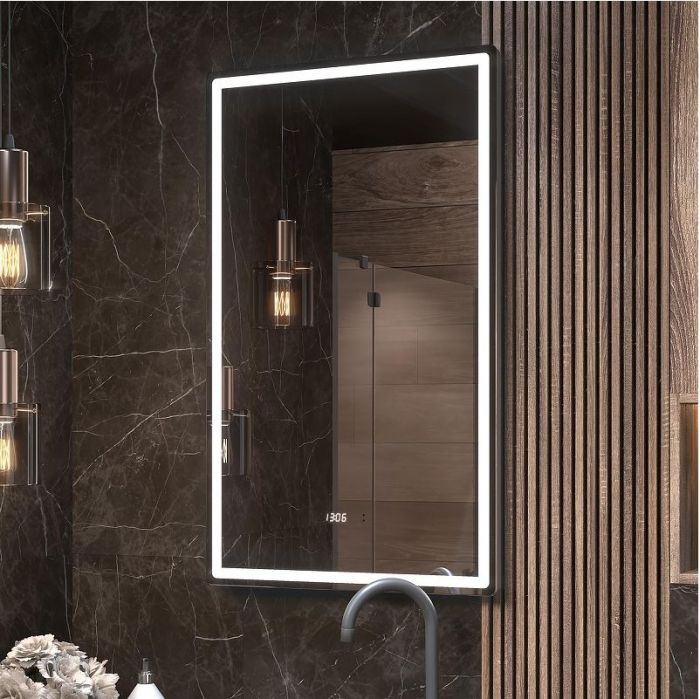 Зеркало Vigo Roberta Luxe 60 293 с подсветкой с бесконтактным выключателем с диммером с подогревом и часами