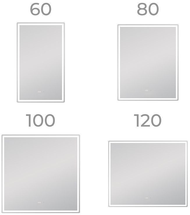 Зеркало Vigo Roberta Luxe 60 293 с подсветкой с бесконтактным выключателем с диммером с подогревом и часами