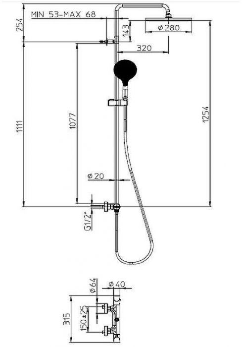 Душевая система Bossini Apice L10505.073 с термостатом Черный матовый