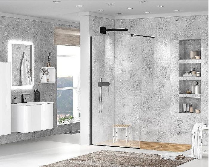 Душевая перегородка Cezares Liberta 80 LIBERTA-L-1-80-C-NERO профиль Черный матовый стекло прозрачное