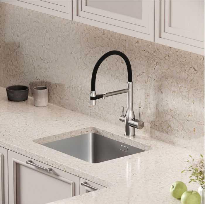 Смеситель для кухни Sancos Garda с гибким изливом, цвет брашированный никель/черный, SC4009BN