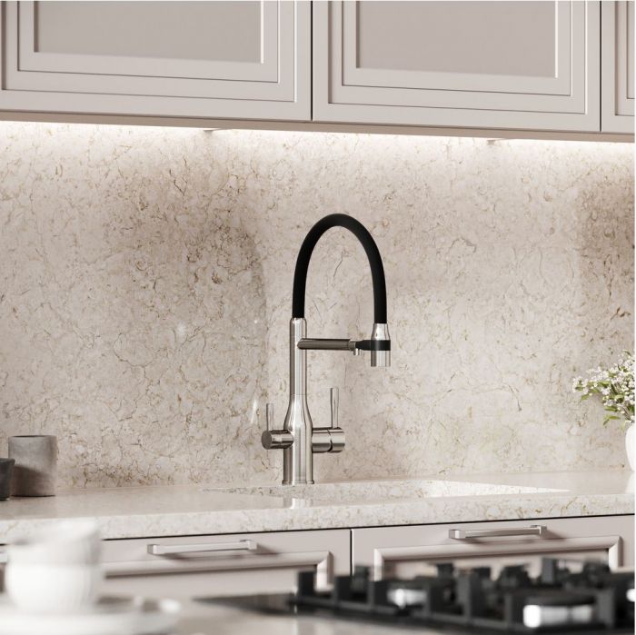 Смеситель для кухни Sancos Garda с гибким изливом, цвет брашированный никель/черный, SC4009BN