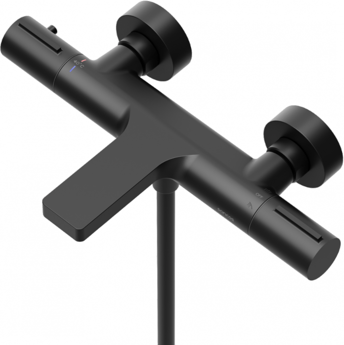 Термостатический Смеситель для ванны с душем SANCOS Etna, черный матовый, SC9006MB