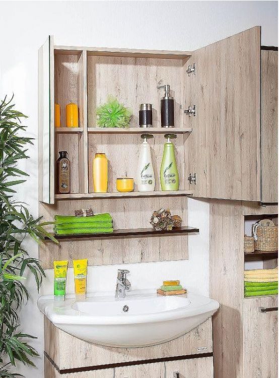 Зеркальный шкаф Бриклаер Карибы 75 4620750416058 Дуб кантри Венге