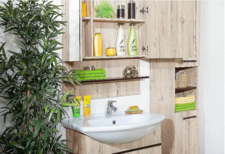 Зеркальный шкаф Бриклаер Карибы 75 4620750416058 Дуб кантри Венге