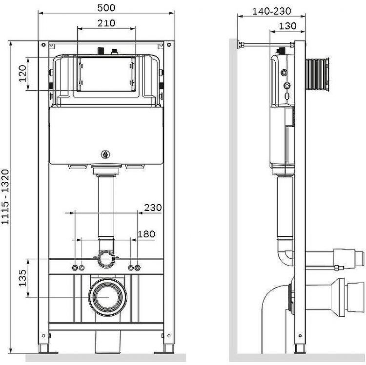Инсталляция AM.PM Pro I012704 для подвесного унитаза без клавиши смыва