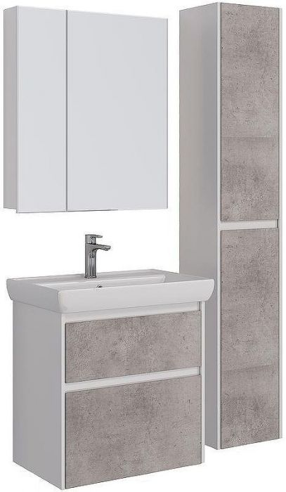 Тумба под раковину Lemark Combi 70 LM03C70T-Beton подвесная Бетон Белый глянец