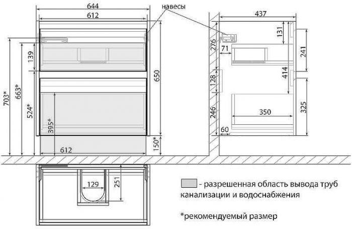 Тумба под раковину Lemark Combi 70 LM03C70T-Beton подвесная Бетон Белый глянец
