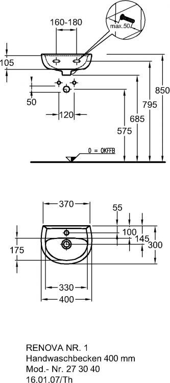 Раковина Keramag Renova Nr.1, 273040000