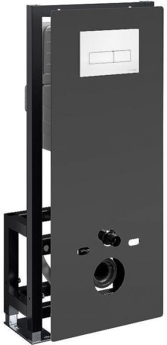 Инсталляция WasserKRAFT Glan 66TLT.010.ME.BL.WH03 для унитаза Черное стекло с Белой клавишей смыва