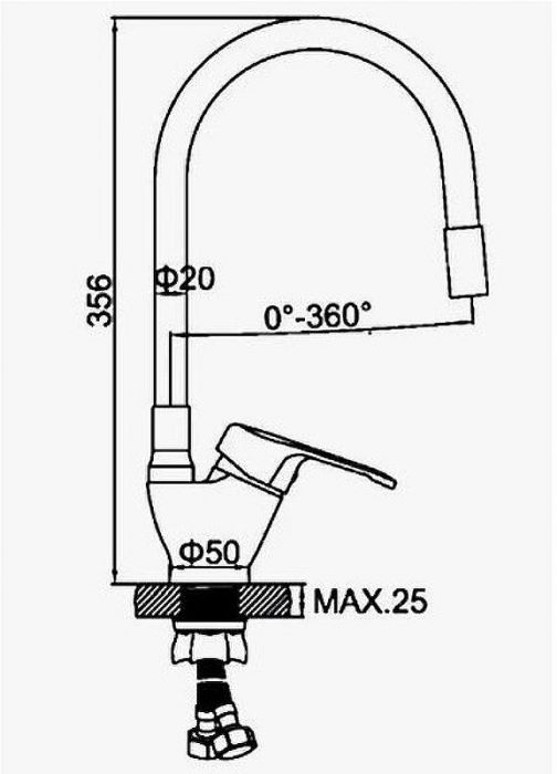 Смеситель для кухни D-Lin D150628-1C Хром Черный
