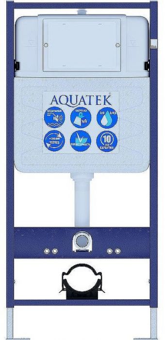 Комплект унитаза с инсталляцией Aquatek Set Aquatek Вега-012 4в1 с сиденьем Микролифт и Черной матовой клавишей смыва