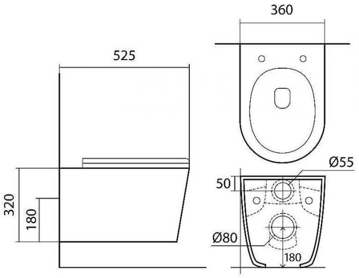 Комплект унитаза с инсталляцией Aquatek Set Aquatek Вега-012 4в1 с сиденьем Микролифт и Черной матовой клавишей смыва