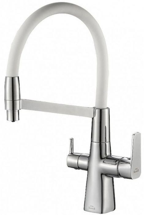 Смеситель для кухни ZorG Steel Hammer SH818-8CR Хром Белый